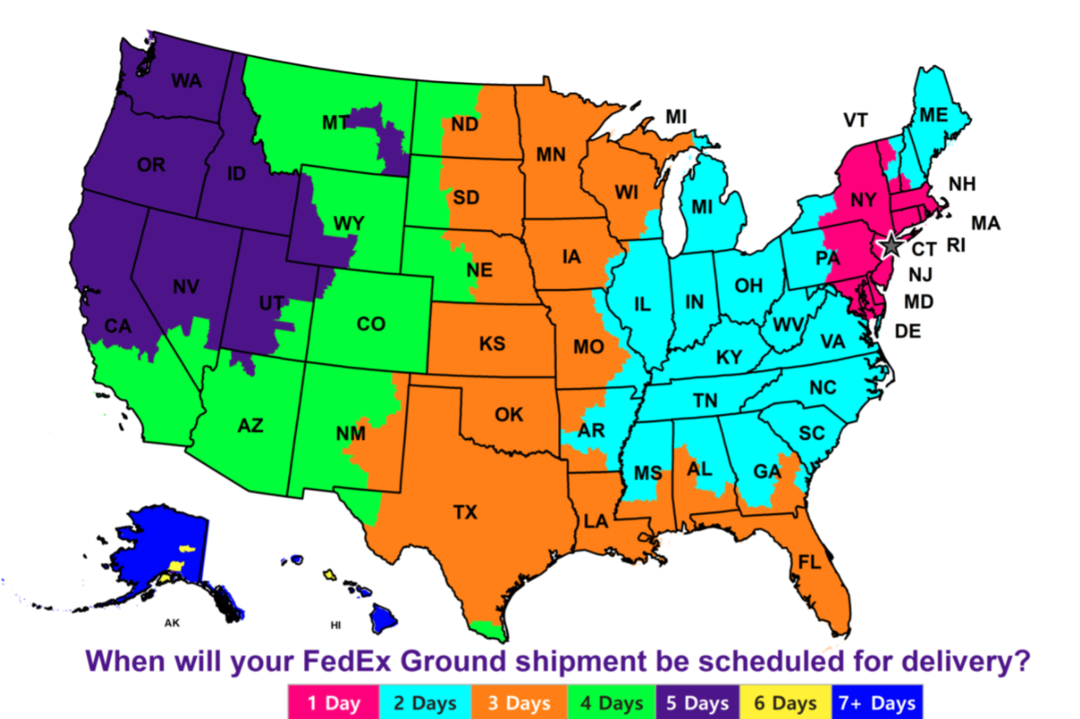 FedEx Transit Times Map